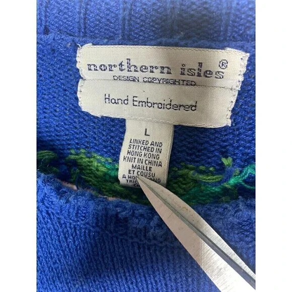 Vintage 90s Christmas Sweater Santa Clause Embroidered Northern Isles Size L - Picture 7 of 12